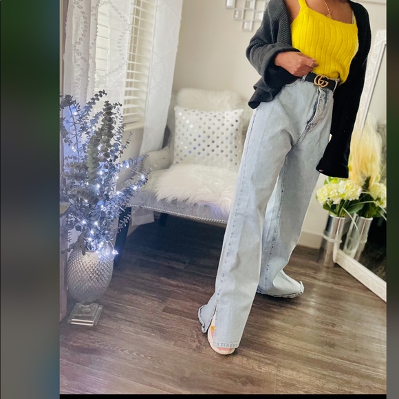 Cut Out Flared Wide Leg Denim Jeans Size 8 US - Picture 7 of 12